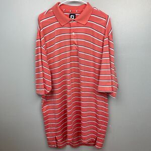 Footjoy shirt men's XL orange short sleeve polo striped golf athletic breathable